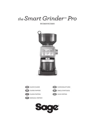 Sage Bcg820 The Smart Grinder Pro Quick Guide Manualzz