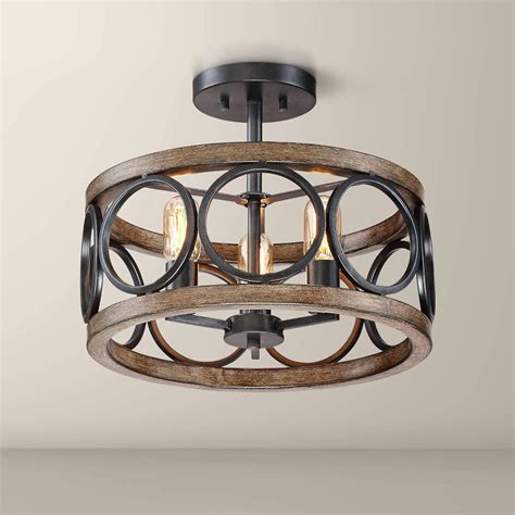 Salima 16 W Black And Wood Grain 3 Light Led Ceiling Light Amazon Co