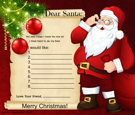 Free Santa Claus List Printable Template