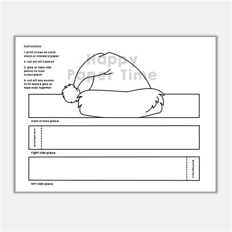 Santa Claus Paper Hats Printable Coloring Craft Winter Christmas