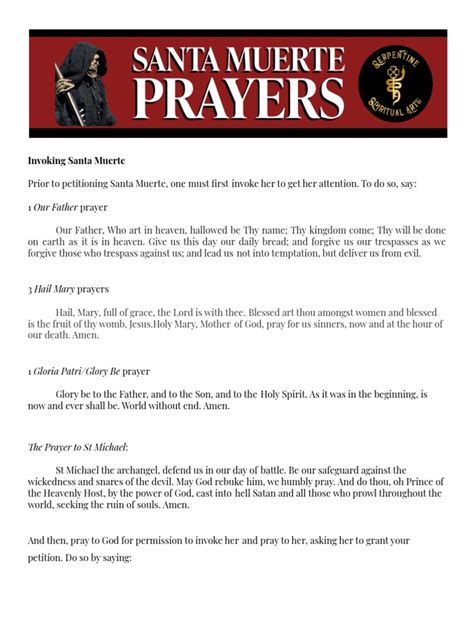 Santa Muerte Prayers Pdf Lord S Prayer Prayer