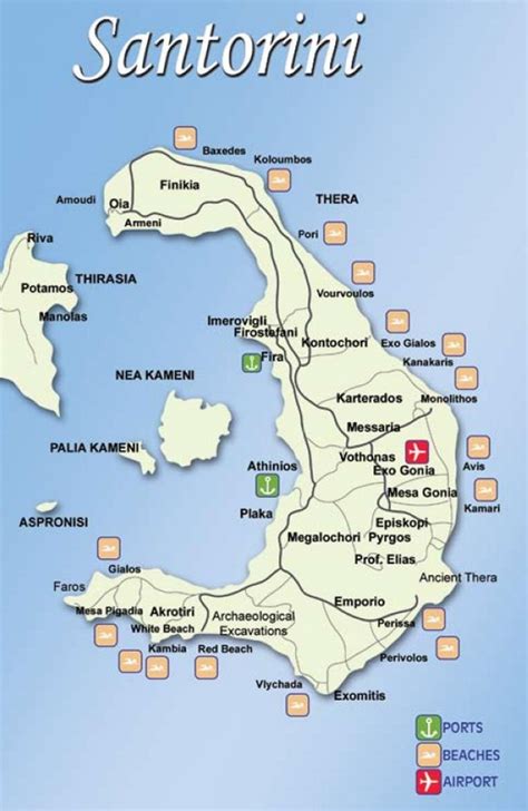 Santorini Sightseeing Map Ontheworldmap Com