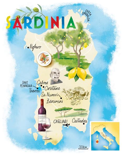 Sardinia Map By Scott Jessop Map Sardegna Sadrinia Italy Italia