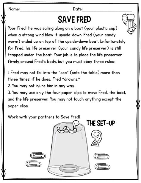 Save Fred Activity Printable for Kids STEM Fun