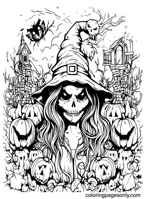 Scary Halloween Coloring Sheet Free Printable Coloring Pages