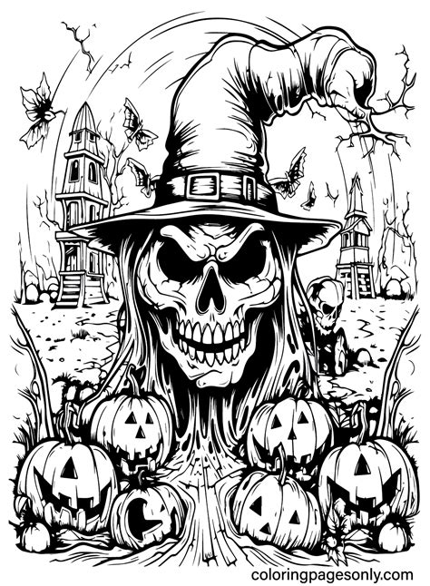 Scary Halloween Decorations To Color Printable