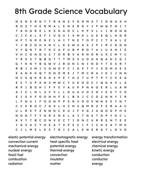 Science Word Search 8Th Grade