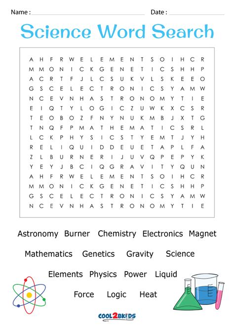 Science Word Search Printable Pdf