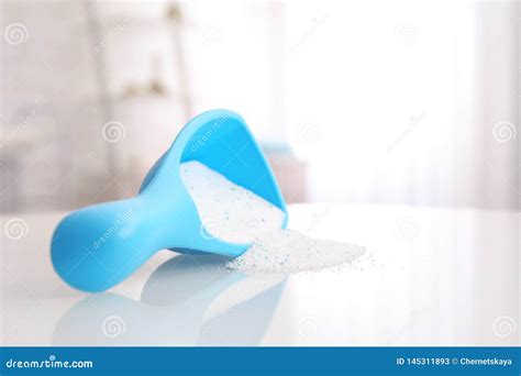 Scoop With Washing Powder On Table Indoors Space For Text Stock Image Image Of Laundry