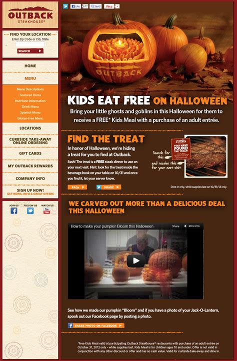 Score Your Free Steak Dinner Plus Kids Eat Free Halloween At Outback Steakhouse Coupon Via The