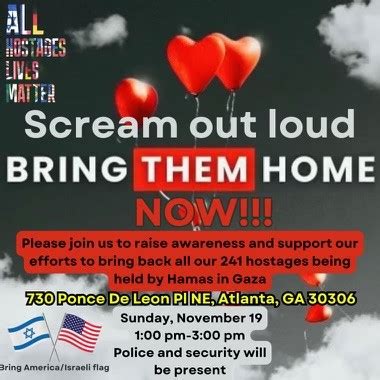 Scream Out Loud Bring Them Home Now Atlanta Jewish Connector