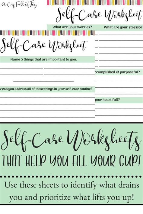 Self Care Printable And Worksheet