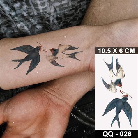 Serene Swallows Watercolor Tattoo Inspire Freedom Omg Temporary Tattoos