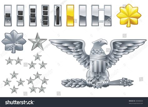 Set Of Military American Army Officer Ranks Insignia Icons Stock Photo 48488830 Shutterstock