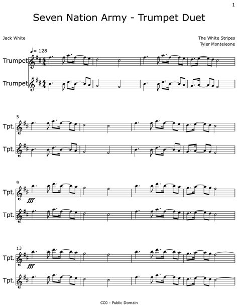 Seven Nation Army Trumpet Duet Sheet Music For Trumpet