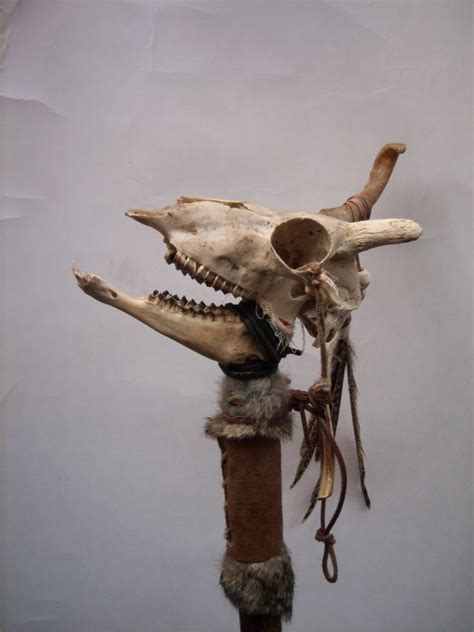 Shamanic Ceremonial Staffs Traditional Witchcraft Bone Art Witch