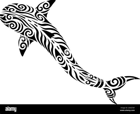 Shark Tattoo Tribal Stylised Maori Koru Design Fish Ideal For Tattoo