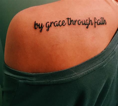 Shoulder Tattoo For By Grace I Am Saved Through Faith Grace