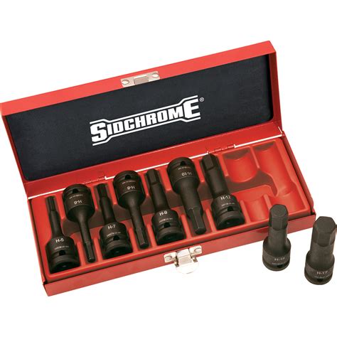 Sidchrome 9 Piece 1 2 Drive Af Impact Hex Socket Set Xs4h09t