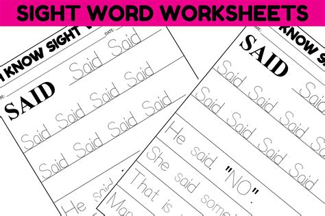 Sight Word Practice Worksheet On Grafica Di Sarita Kidobolt Creative Fabrica