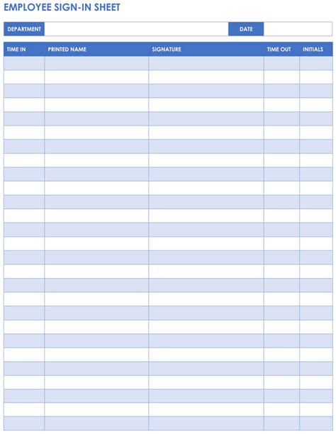 Sign In Sheet Template Word