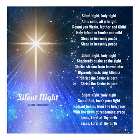 Silent Night Christmas Lyrics Acrylic Print Zazzle Com