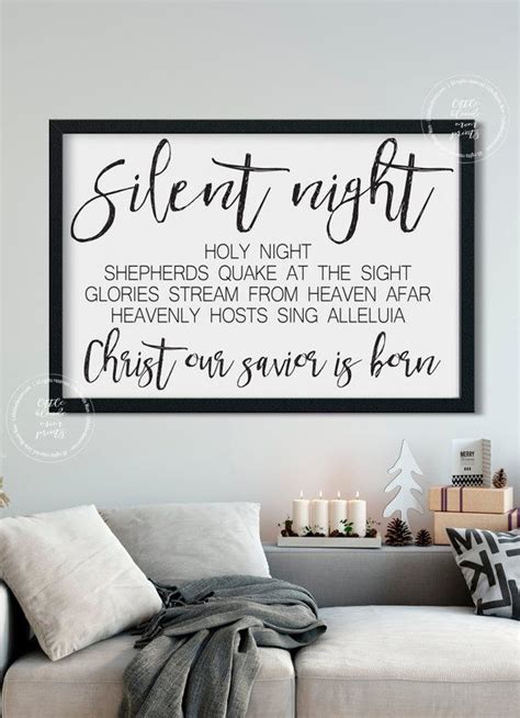 Silent Night Lyrics Printable Large Wall Decor Farmhouse Etsy