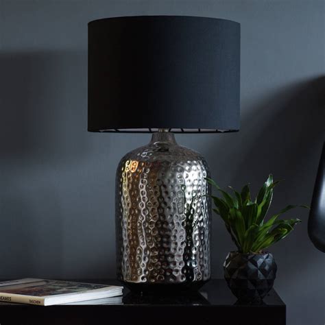 Silver Nickel Hammered Pot Table Lamp Base By Quirk