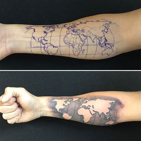 Simple Arm Tattoos Cool Forearm Tattoos Small Tattoos World Map