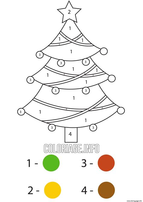 Simple Easy Christmas Tree Color By Number Coloring Page Printable