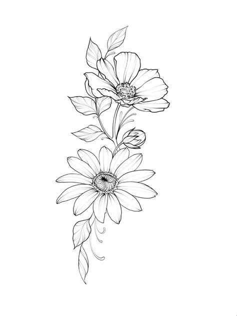 Simple Flower Outline Tattoo