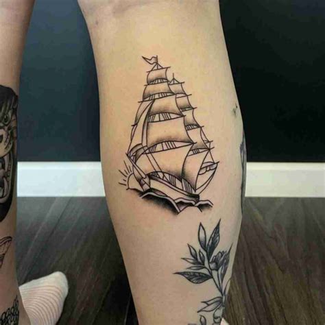 Minimalist Ship Tattoo Designs for Sailing Enthusiasts