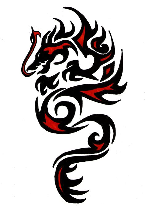 Simple Tribal Dragon Tattoo Designs for Men