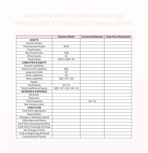 Simplifying Small Business Accounting Introduction To Triple Sheet