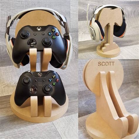 Single Gaming Controller Stand With Headset Holder Etsy Game Controller Playstation