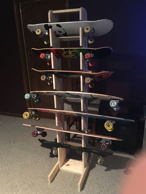 Skateboard Rack Diy Wood Holding Seven Skateboards It S 5 And A Half