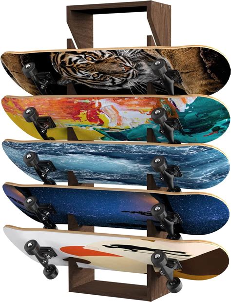 Skateboard Rack Wall Mount Solid Wood Skateboard Display Rack