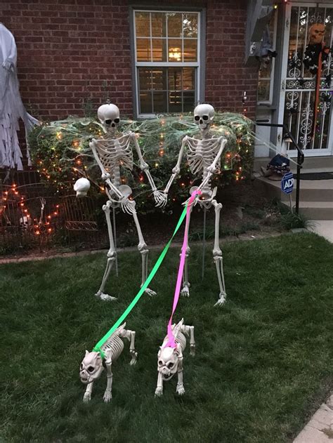 Skeletons Walking Dog Decoration My Mom Amp 39 S Best Halloween Decoration Yet Halloween Skeletons