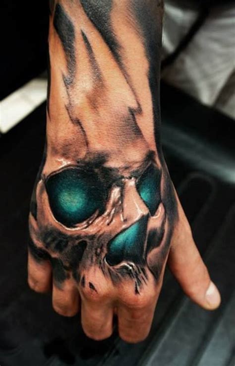 Skull On Hand Tattoo Realism In 2020 Hand Tattoos Hand Tattoos For