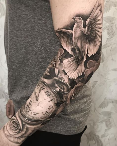 Sleeve In Progress Dovetattoo Birdtattoo Tattoodo Blackandgreytattoo B Upper