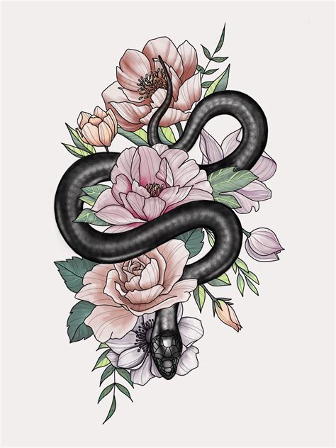 10 Unique Snake and Flower Tattoo Design Ideas