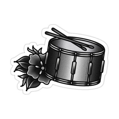 Snare Drum Traditional Tattoo Sticker By Rhi Rhi Drum Tattoo Traditional Tattoo Music