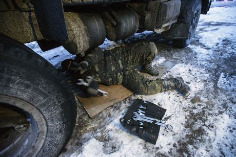 Soldier Repairing Military Car Near Ato Editorial Stock Photo Stock Image Shutterstock