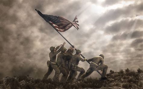 Soldiers Raising the Flag of Honor and Freedom