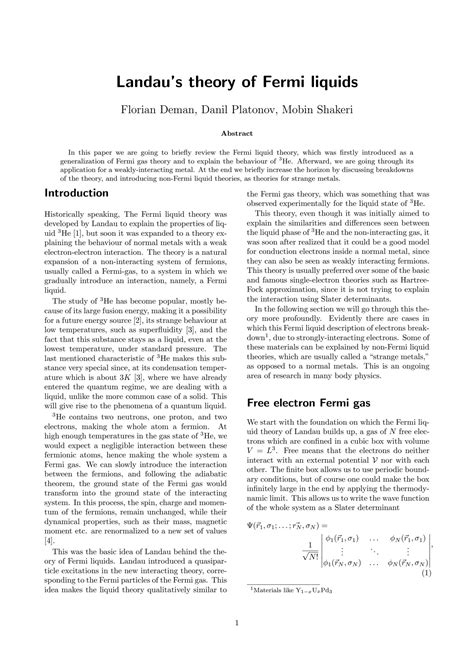 Solution Landau S Theory Of Fermi Liquids Theory Study Notes Studypool