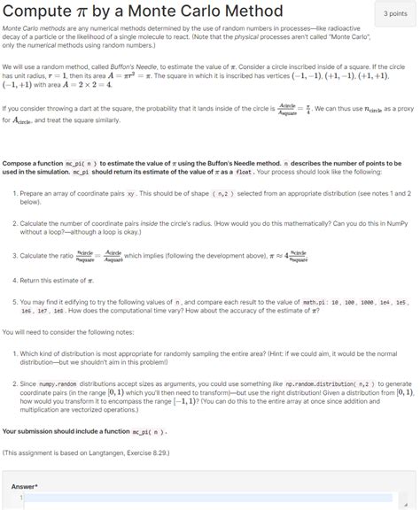 Solved Compute R By A Monte Carlo Method 3 Points Monte Chegg Com