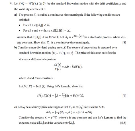 Solved Let Wt T 0 Be Standard Brownian Motion Consider The Cox