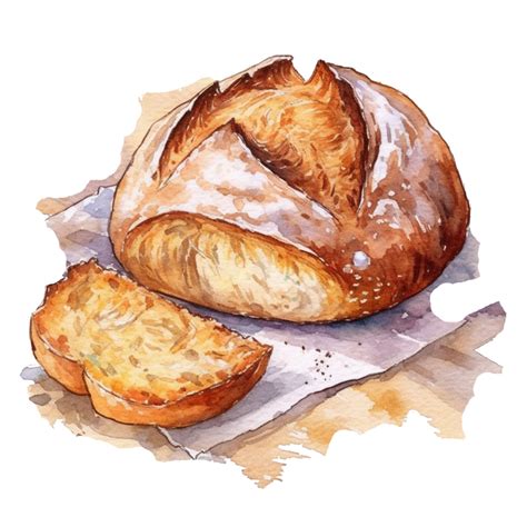 Sourdough Bread Watercolor Clip Art 4 High Quality Png Transparent Digital Download Card Making