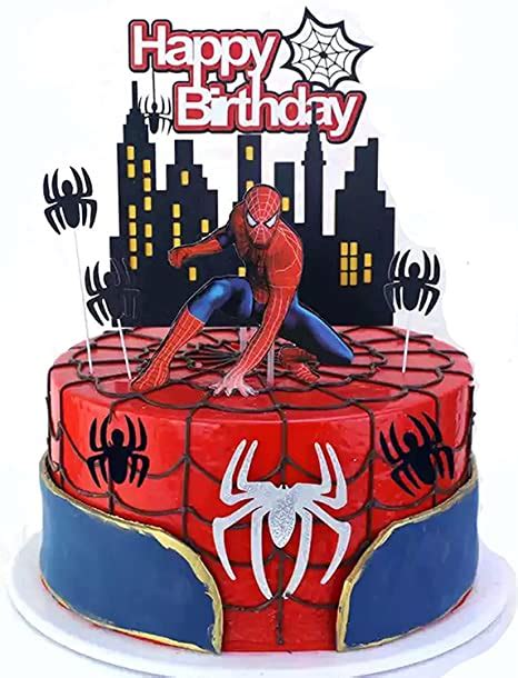 Spiderman Cake Toppers For Kids Birthday Cake Decorations Toys Games