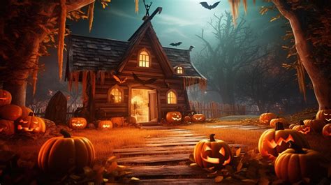 Spooky Halloween Theme In 3D Rendering Background Horror Ghost